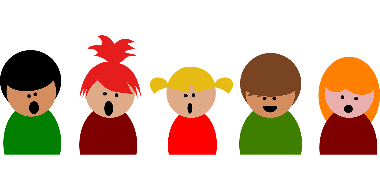 Illustrasjon av barn som synger