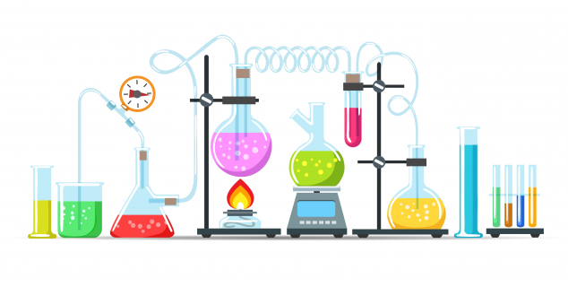 Illustrasjon av kjemi utstyr