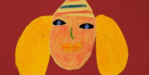 Tegning av en heks med lange ører