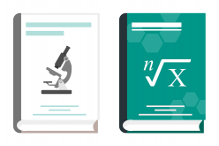 Illustrasjon av to lærebøker