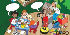 tegning av barn som leker