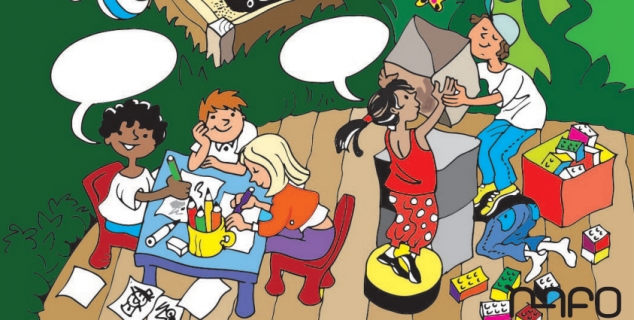 tegning av barn som leker