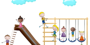 barn som leker på en lekeplass