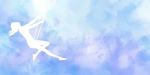 Tegning av en dame som husker i himmelen