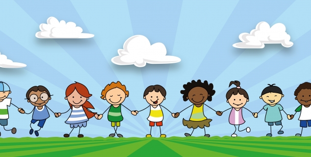 illustrasjon av barn som holder hender