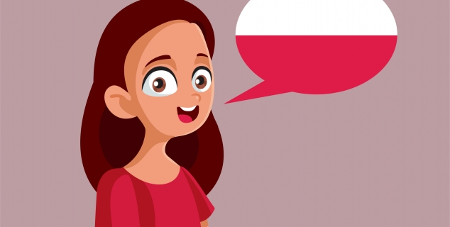 illustrasjon av en dame som snakker polsk språk.