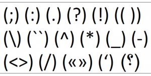Bilde av komma, skilletegn, mellom rom, parentes spørsmåltegn, osv.