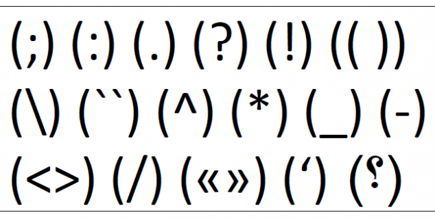 Bilde av komma, skilletegn, mellom rom, parentes spørsmåltegn, osv.
