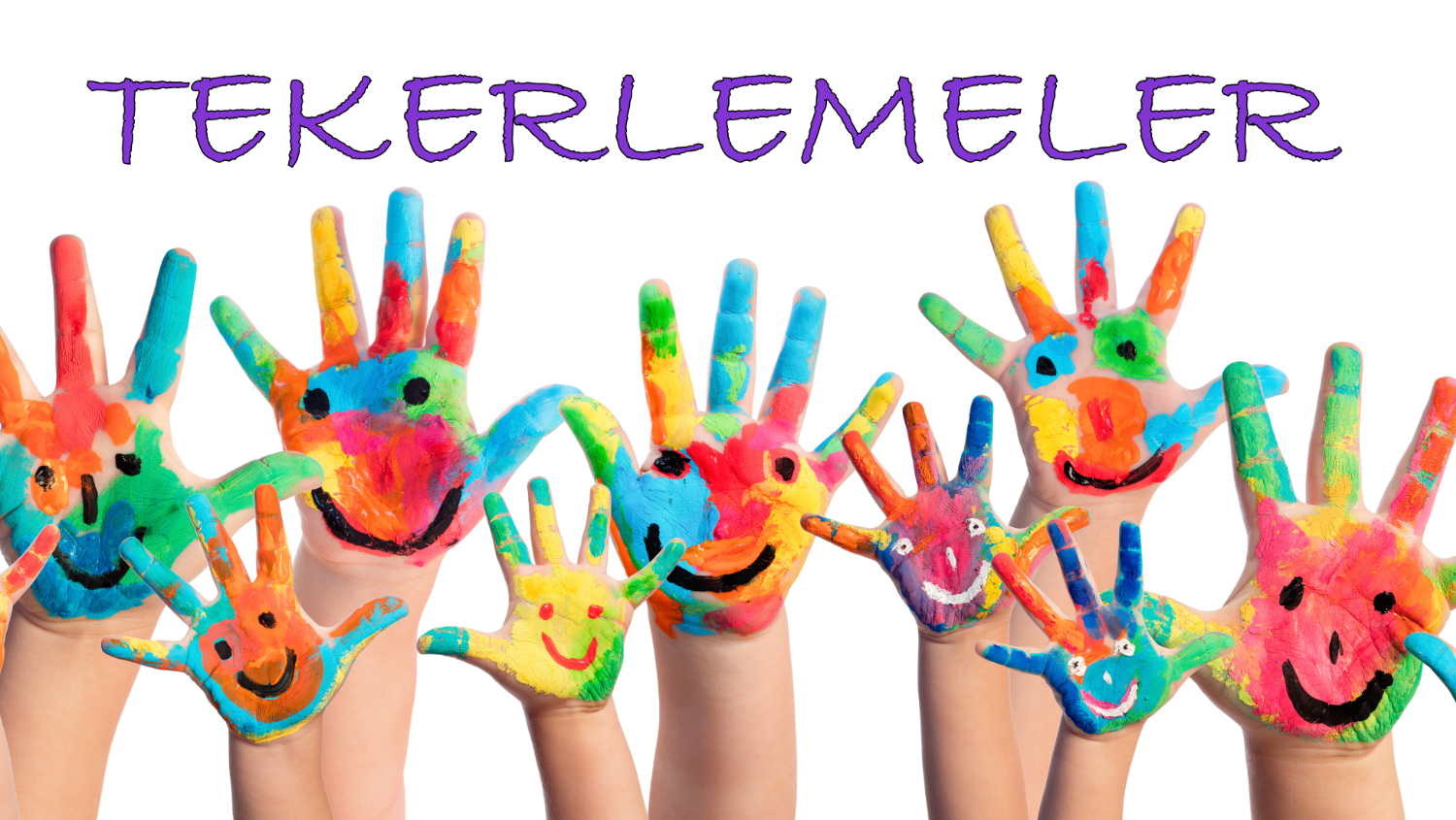 Hender i regnbuefarger med smileansikter Romolo Tavani