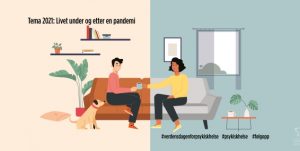 Tegning av to personer som sitter i en sofa