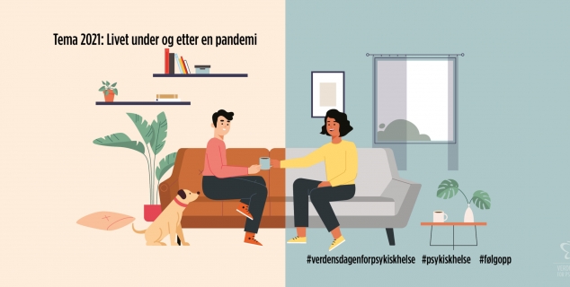 Tegning av to personer som sitter i en sofa