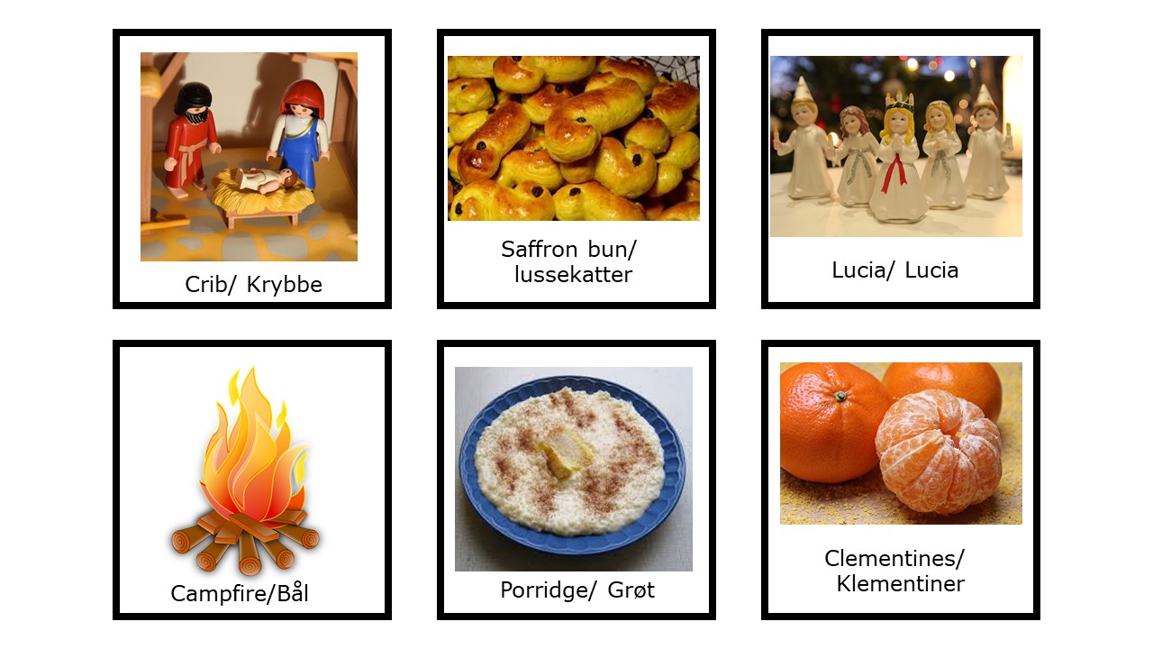 Bilde av memorykort med juleord